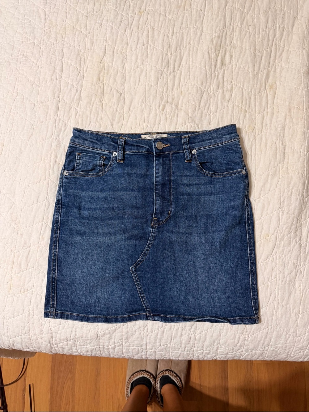 We The Free Denim Mini Skirt in Dark Blue